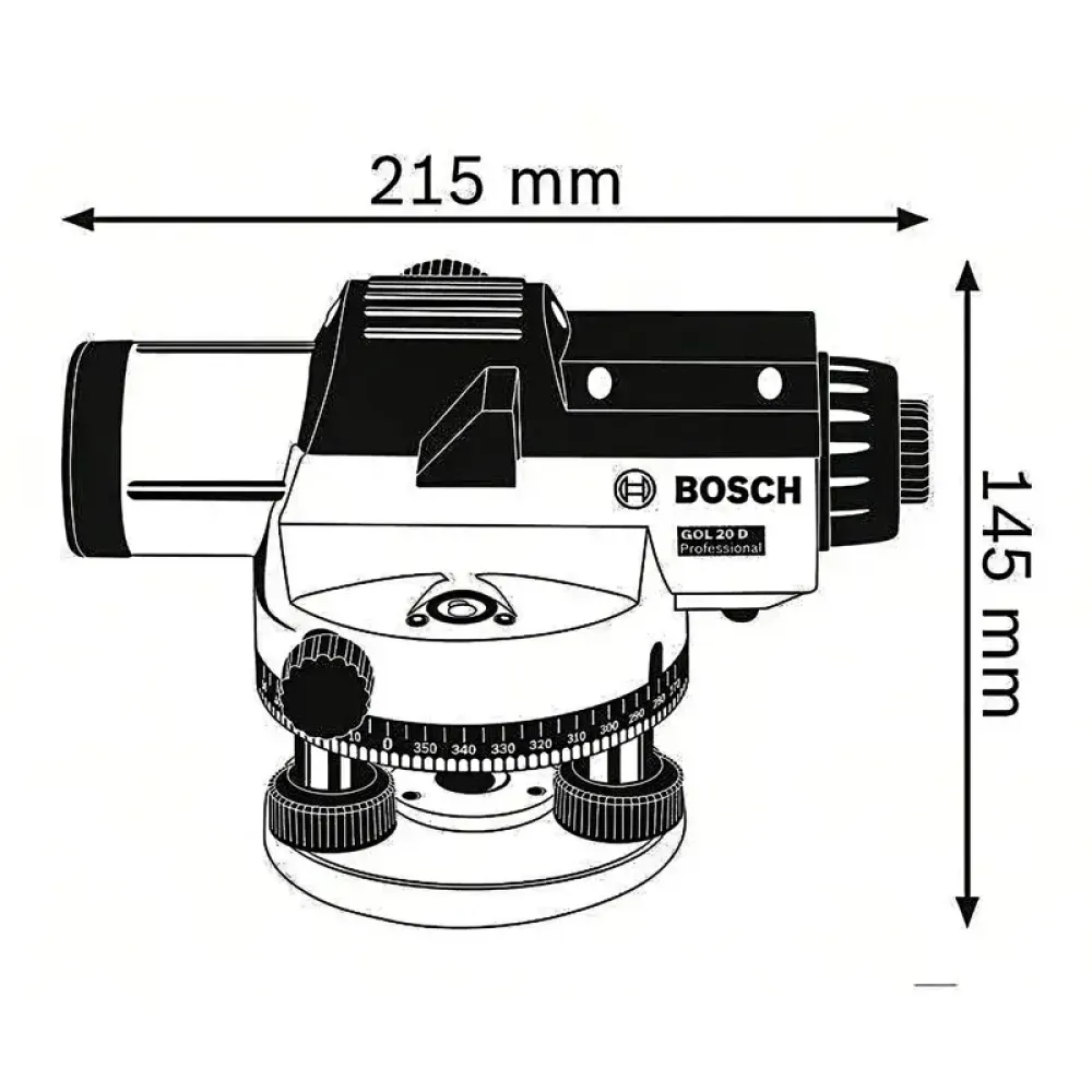 Bosch GOL 20 D Professional оптический нивелир со штативом BT 160 и рейкой GR 500, 0601068402