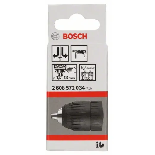 Bosch Keyless Chuck быстрозажимной сверлильный патрон 2.0-13 мм, 1/2 дюйма - 20 с П/Л вращением и фиксатором, 2608572034